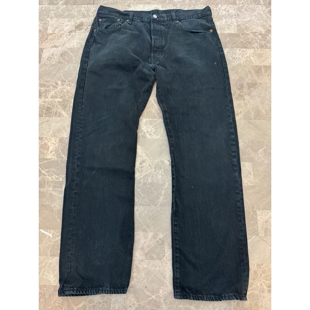 Levis Jeans Mens 38 X 32 501 Premium Black Straight Denim Work Button Fly